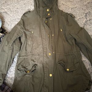 Sweet Wanderer Khaki Utility Jacket with Hood